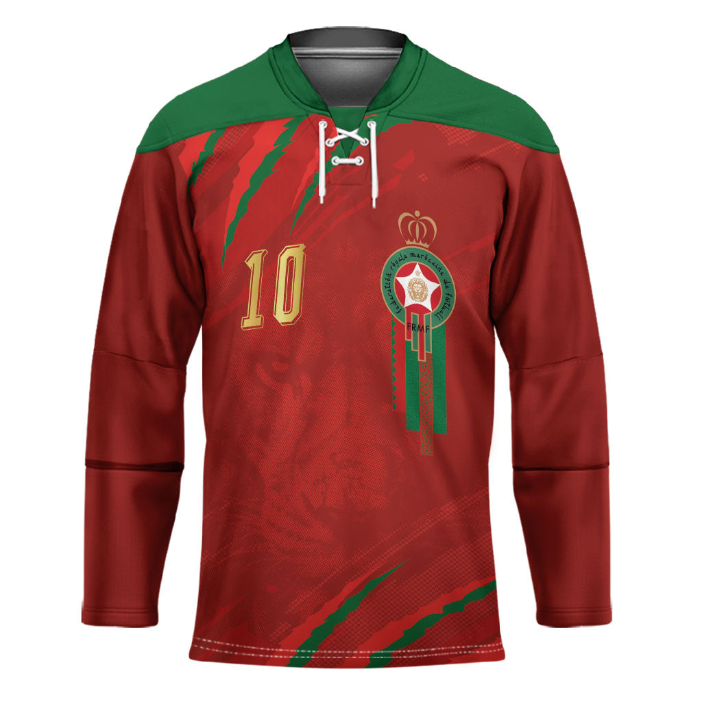 Custom Morocco National Football Hockey Jersey Atlas Lions-Claws