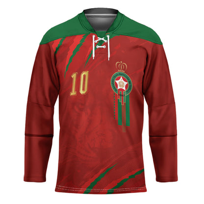 Custom Morocco National Football Hockey Jersey Atlas Lions-Claws