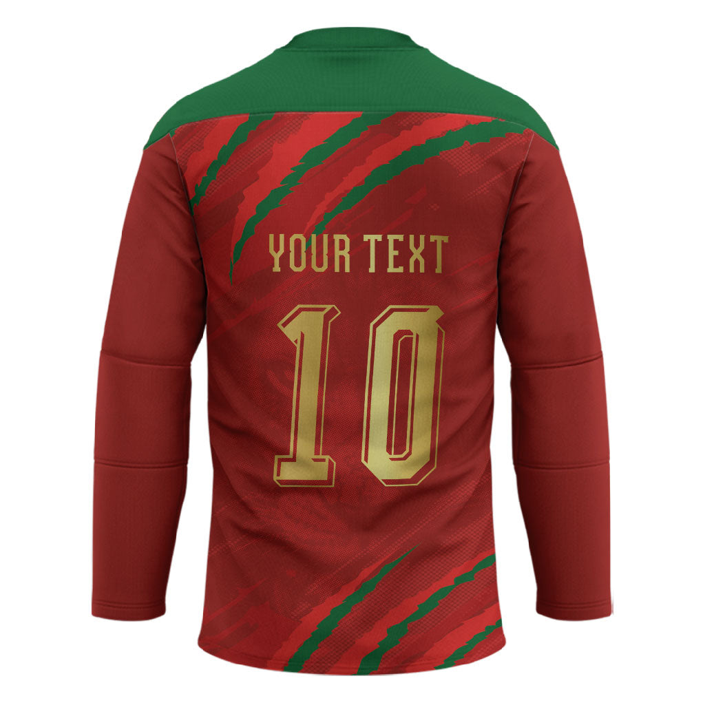 Custom Morocco National Football Hockey Jersey Atlas Lions-Claws