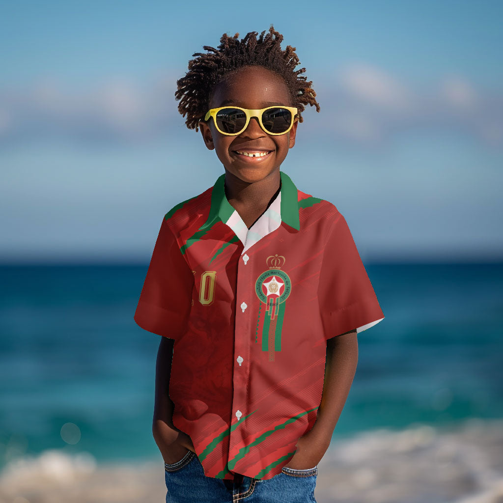Custom Morocco National Football Kid Hawaiian Shirt Atlas Lions-Claws