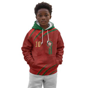 Custom Morocco National Football Kid Hoodie Atlas Lions-Claws