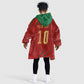 Custom Morocco National Football Kid Wearable Blanket Hoodie Atlas Lions-Claws