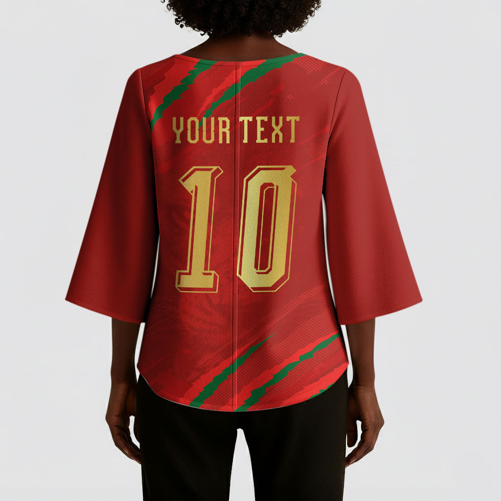 Custom Morocco National Football Kimono Sleeve Blouse Atlas Lions-Claws