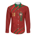 Custom Morocco National Football Long Sleeve Button Shirt Atlas Lions-Claws