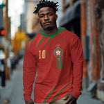 Custom Morocco National Football Long Sleeve Shirt Atlas Lions-Claws