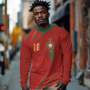 Custom Morocco National Football Long Sleeve Shirt Atlas Lions-Claws