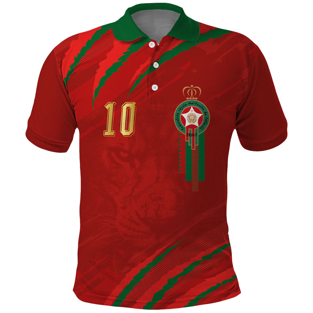 Custom Morocco National Football Polo Shirt Atlas Lions-Claws