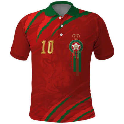 Custom Morocco National Football Polo Shirt Atlas Lions-Claws