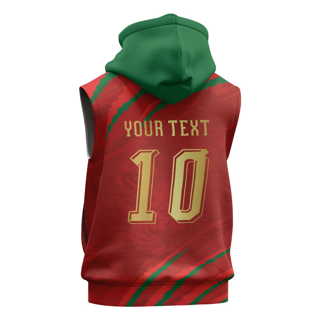 Custom Morocco National Football Sleeveless Hoodie Atlas Lions-Claws
