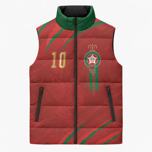 Custom Morocco National Football Sleeveless Puffer Jacket Atlas Lions-Claws