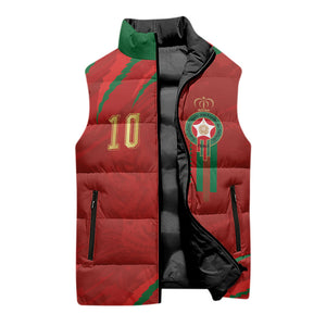 Custom Morocco National Football Sleeveless Puffer Jacket Atlas Lions-Claws