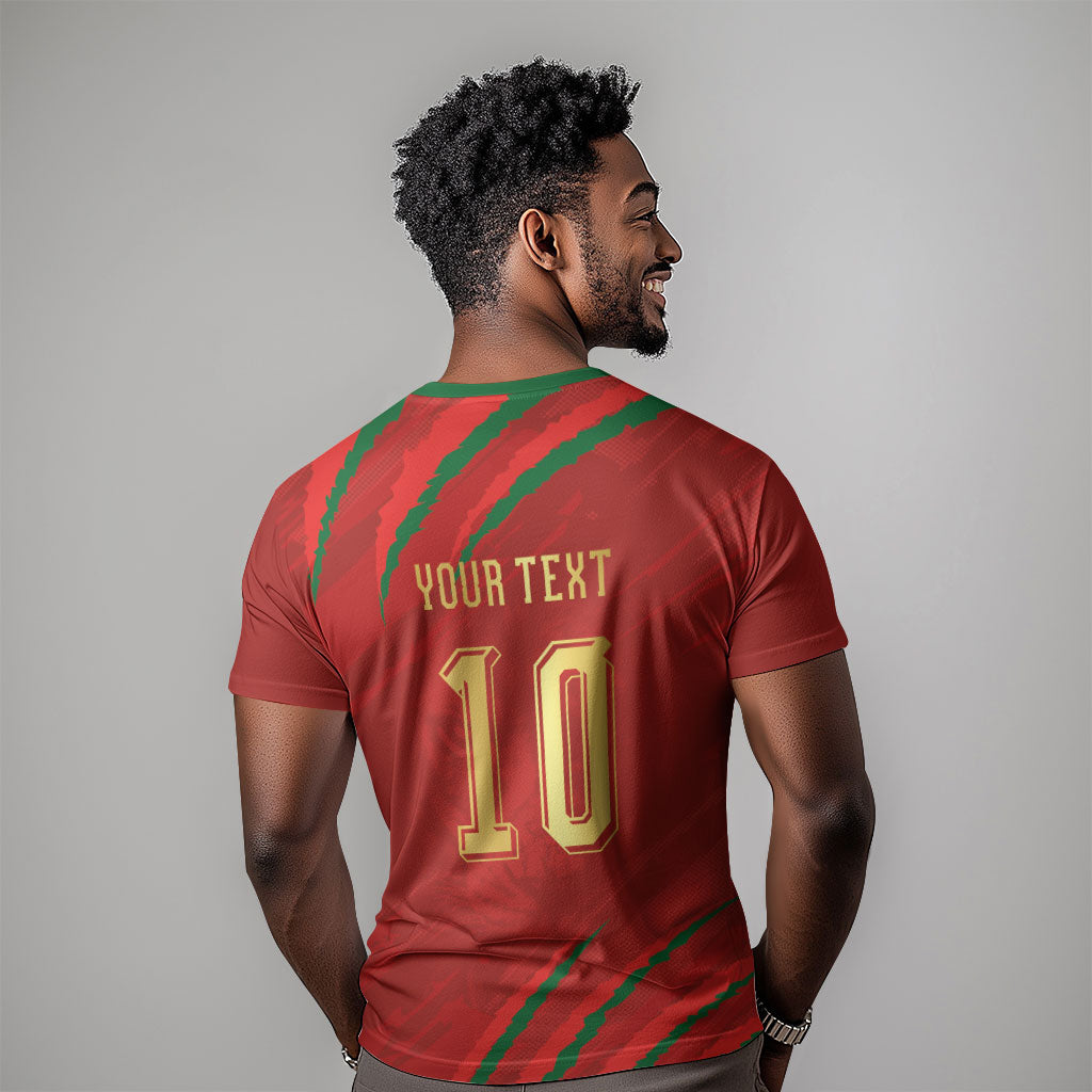 Custom Morocco National Football T shirt Atlas Lions-Claws
