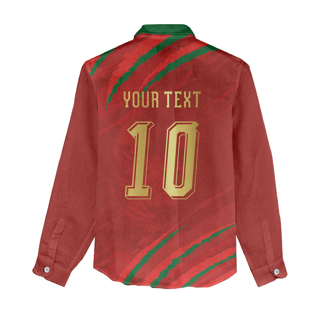 Custom Morocco National Football Women Casual Shirt Atlas Lions-Claws