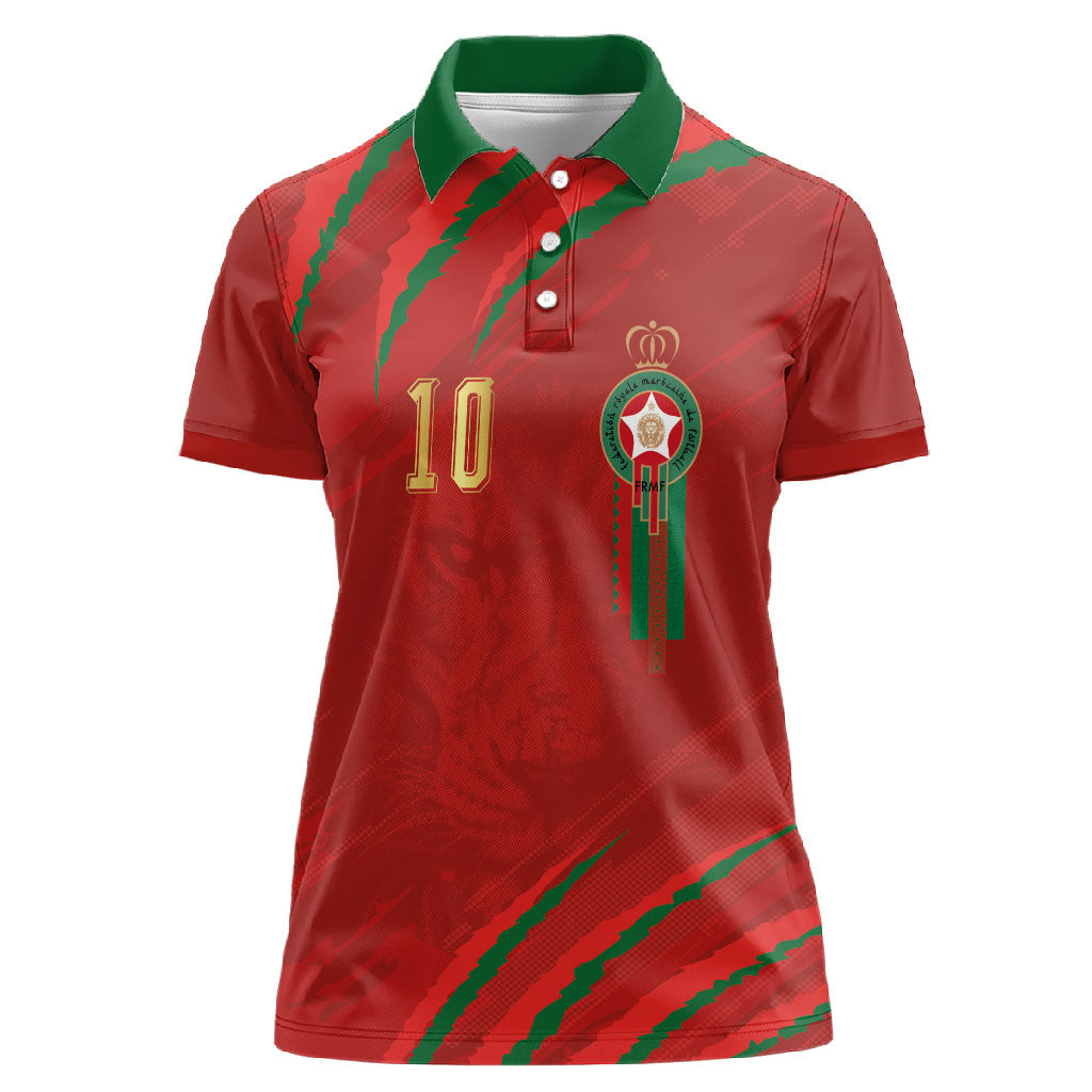 Custom Morocco National Football Women Polo Shirt Atlas Lions-Claws