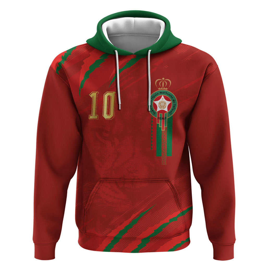 Custom Morocco National Football Zip Hoodie Atlas Lions-Claws