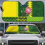 South Africa National Football Auto Sun Shade King Protea with African Tribal Geometric Pattern Culture Art
