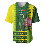 Custom South Africa National Football Baseball Jersey King Protea with African Tribal Geometric Pattern Culture Art