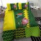 South Africa National Football Bedding Set King Protea with African Tribal Geometric Pattern Culture Art