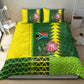South Africa National Football Bedding Set King Protea with African Tribal Geometric Pattern Culture Art