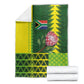 South Africa National Football Blanket King Protea with African Tribal Geometric Pattern Culture Art