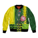Custom South Africa National Football Bomber Jacket King Protea with African Tribal Geometric Pattern Culture Art