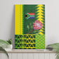 South Africa National Football Canvas Wall Art King Protea with African Tribal Geometric Pattern Culture Art