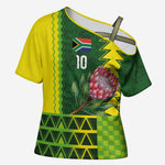 Custom South Africa National Football Cross Shoulder Shirt King Protea with African Tribal Geometric Pattern Culture Art