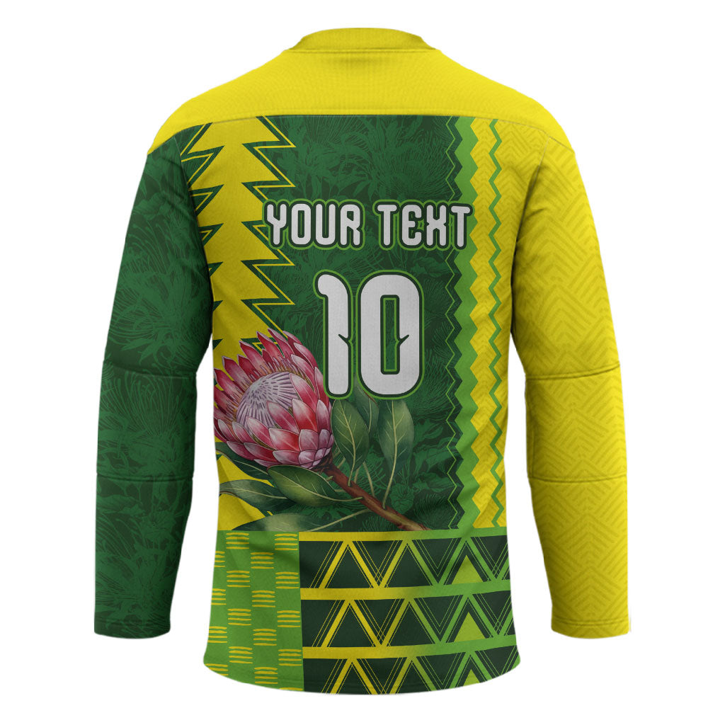 Custom South Africa National Football Hockey Jersey King Protea with African Tribal Geometric Pattern Culture Art