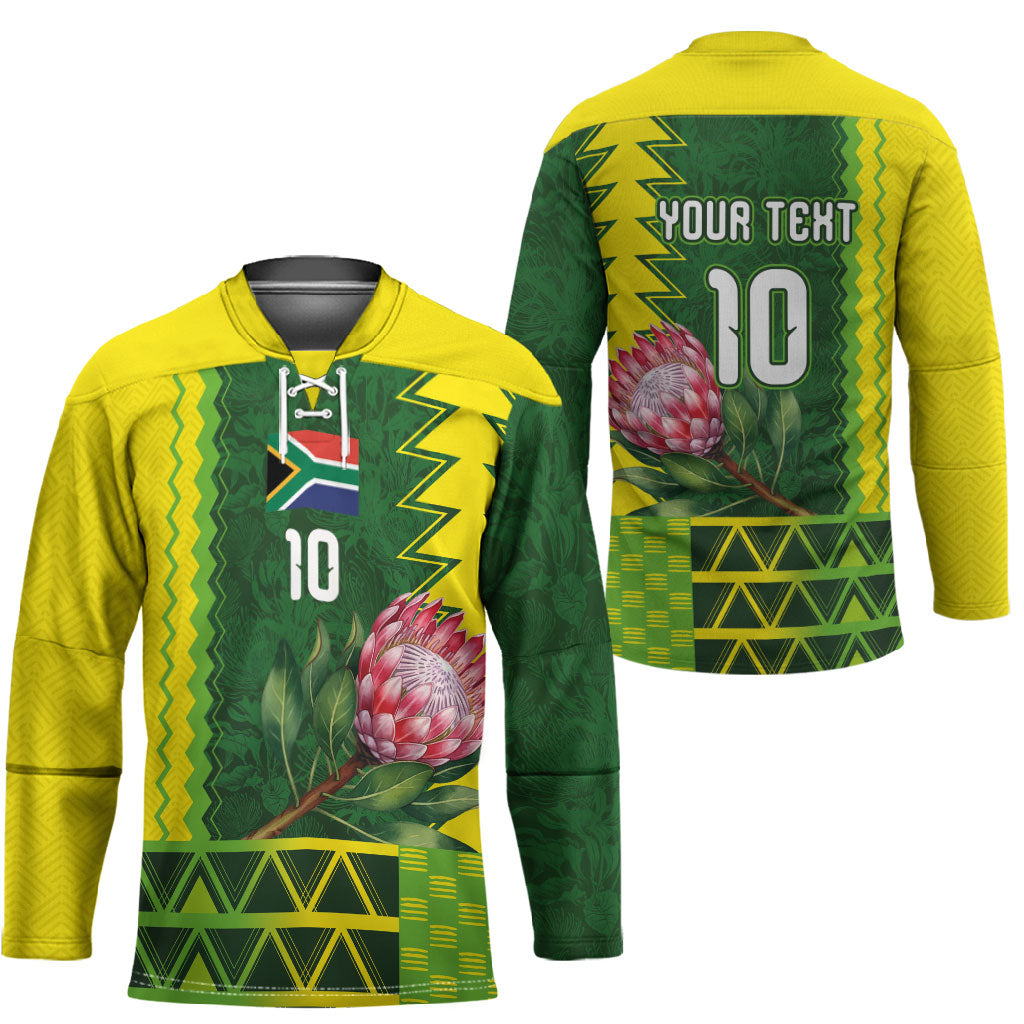Custom South Africa National Football Hockey Jersey King Protea with African Tribal Geometric Pattern Culture Art
