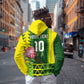 Custom South Africa National Football Hoodie King Protea with African Tribal Geometric Pattern Culture Art