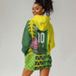 Custom South Africa National Football Hoodie Dress King Protea with African Tribal Geometric Pattern Culture Art