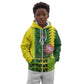 Custom South Africa National Football Kid Hoodie King Protea with African Tribal Geometric Pattern Culture Art