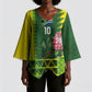 Custom South Africa National Football Kimono Sleeve Blouse King Protea with African Tribal Geometric Pattern Culture Art