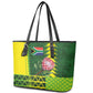 South Africa National Football Leather Tote Bag King Protea with African Tribal Geometric Pattern Culture Art