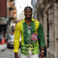 Custom South Africa National Football Long Sleeve Button Shirt King Protea with African Tribal Geometric Pattern Culture Art