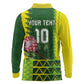 Custom South Africa National Football Long Sleeve Polo Shirt King Protea with African Tribal Geometric Pattern Culture Art