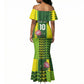 Custom South Africa National Football Mermaid Dress King Protea with African Tribal Geometric Pattern Culture Art