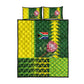 South Africa National Football Quilt Bed Set King Protea with African Tribal Geometric Pattern Culture Art