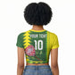 Custom South Africa National Football Raglan Cropped T shirt King Protea with African Tribal Geometric Pattern Culture Art