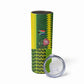 Custom South Africa National Football Skinny Tumbler King Protea with African Tribal Geometric Pattern Culture Art