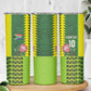 Custom South Africa National Football Skinny Tumbler King Protea with African Tribal Geometric Pattern Culture Art