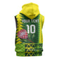 Custom South Africa National Football Sleeveless Zip Hoodie King Protea with African Tribal Geometric Pattern Culture Art