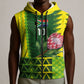 Custom South Africa National Football Sleeveless Zip Hoodie King Protea with African Tribal Geometric Pattern Culture Art