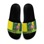 South Africa National Football Slide Sandals King Protea with African Tribal Geometric Pattern Culture Art
