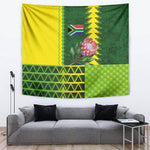 South Africa National Football Tapestry King Protea with African Tribal Geometric Pattern Culture Art