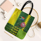 South Africa National Football Tote Bag King Protea with African Tribal Geometric Pattern Culture Art