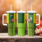 Custom South Africa National Football Tumbler With Handle King Protea with African Tribal Geometric Pattern Culture Art