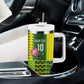 Custom South Africa National Football Tumbler With Handle King Protea with African Tribal Geometric Pattern Culture Art