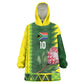 Custom South Africa National Football Wearable Blanket Hoodie King Protea with African Tribal Geometric Pattern Culture Art
