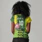 Custom South Africa National Football Women V-Neck T-Shirt King Protea with African Tribal Geometric Pattern Culture Art